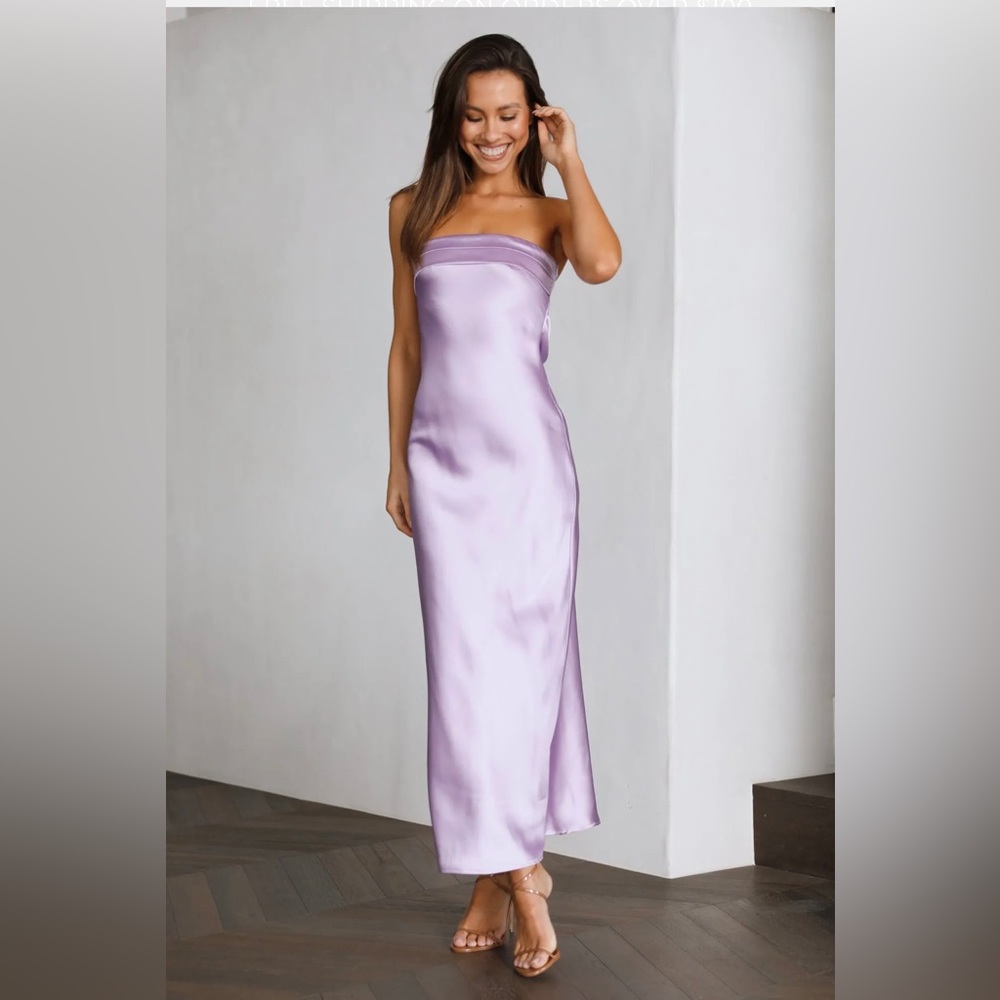 Lavender maxi gown straps less coolness calling